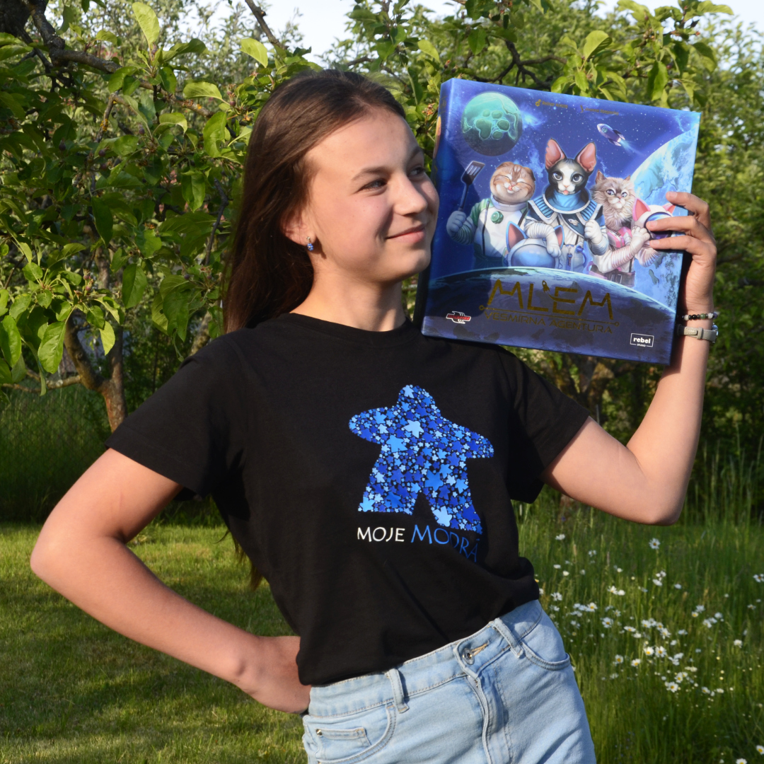 Tričko s potiskem Color Meeple – Moje Modrá