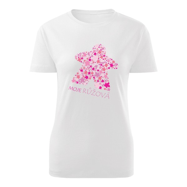 Tričko s potiskem Color Meeple – Moje Růžová